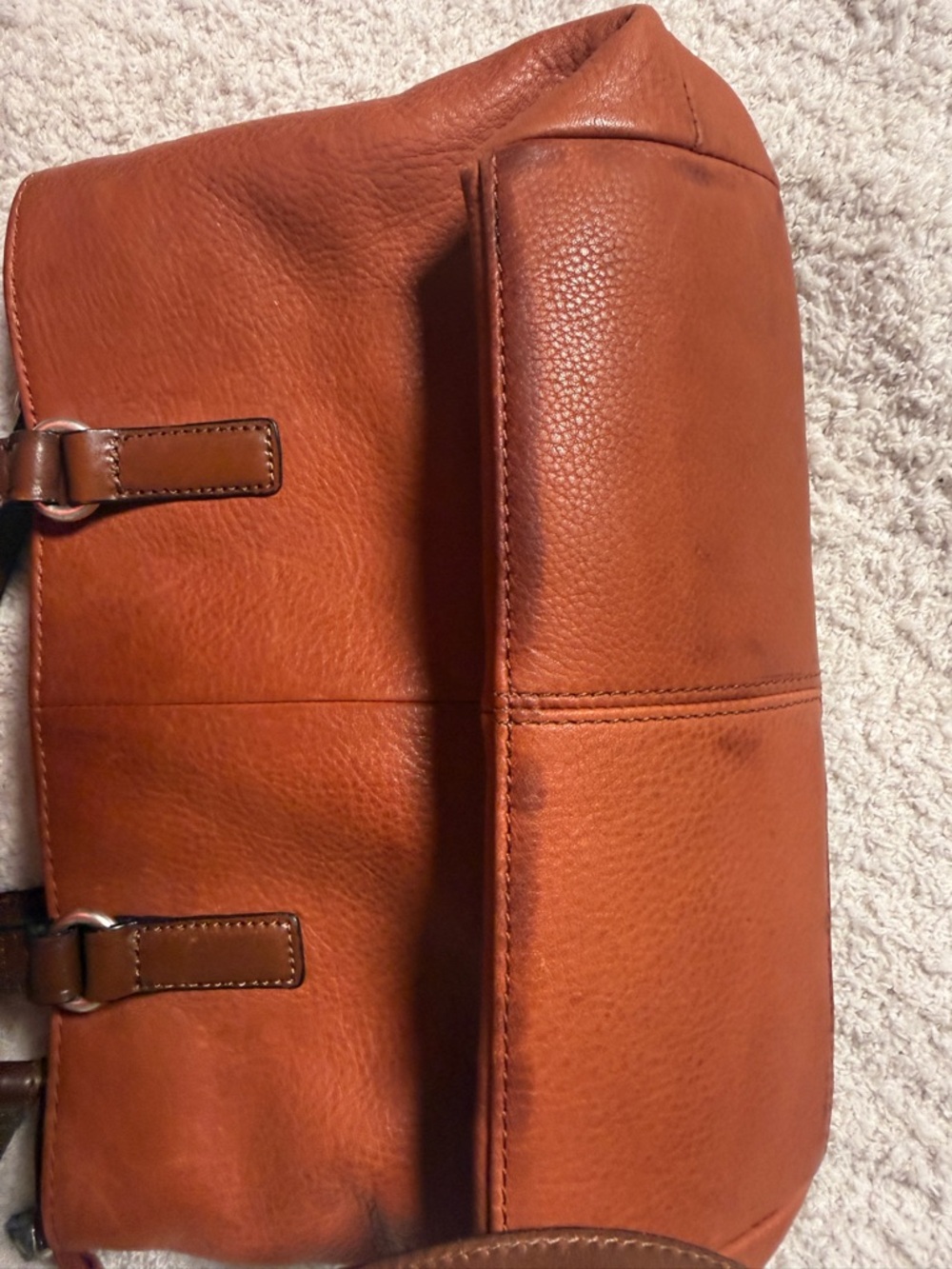 Vintage Fossil Leather Tote Handbag in Chestnut Brown - Classic Women's Bag - Picture 5 of 13